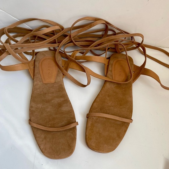 Doen 6 Gladiator Sandals Leather Calf Wrap Tie - Picture 3 of 7